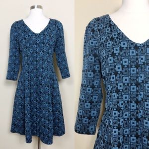 TAYLOR Nordstrom Blue Geometric A Line Dress 12